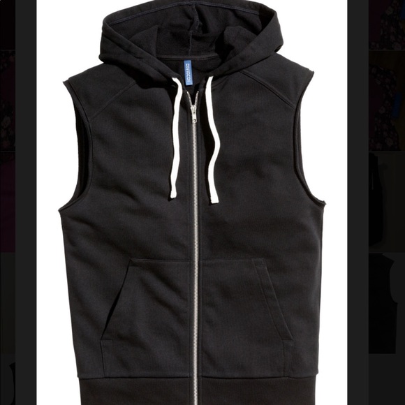 black sleeveless zip up hoodie